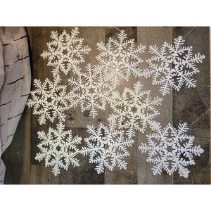 Snowflake glitter white set ornament Xmas Decor figure